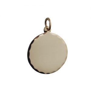 9ct Gold 19mm round diamond cut edge Disc Pendant