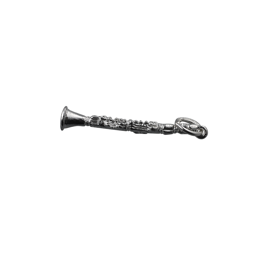 Silver 30x5mm Clarinet Pendant or Charm - Image 2