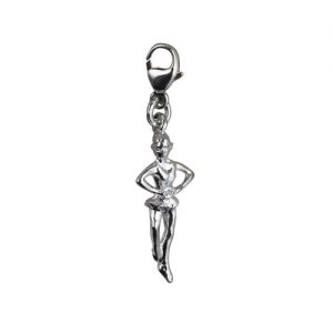 Silver 22x10mm Ballet Dancer Charm on a lobster trigger