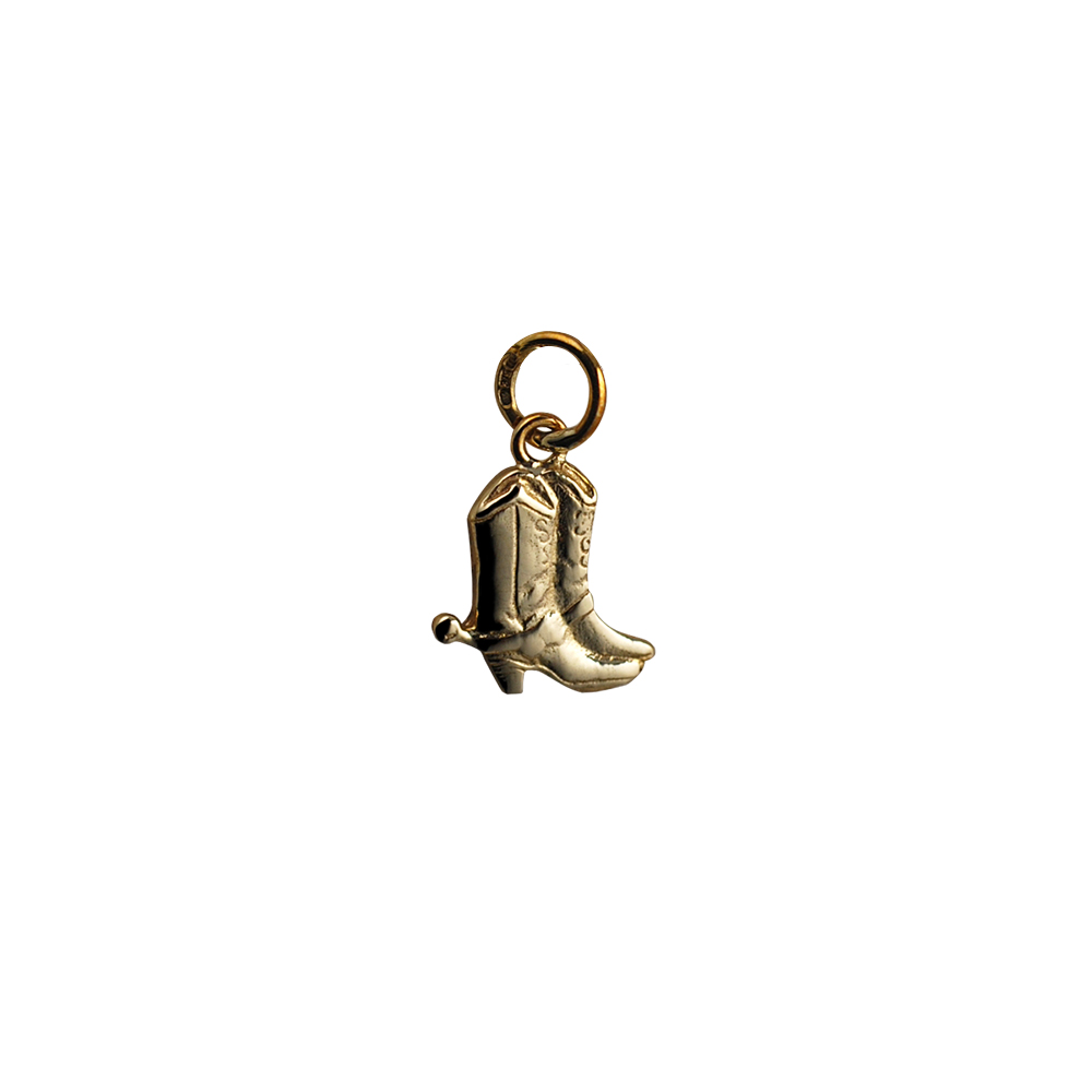 9ct Gold 12x12mm Cowboy Boots Pendant or Charm