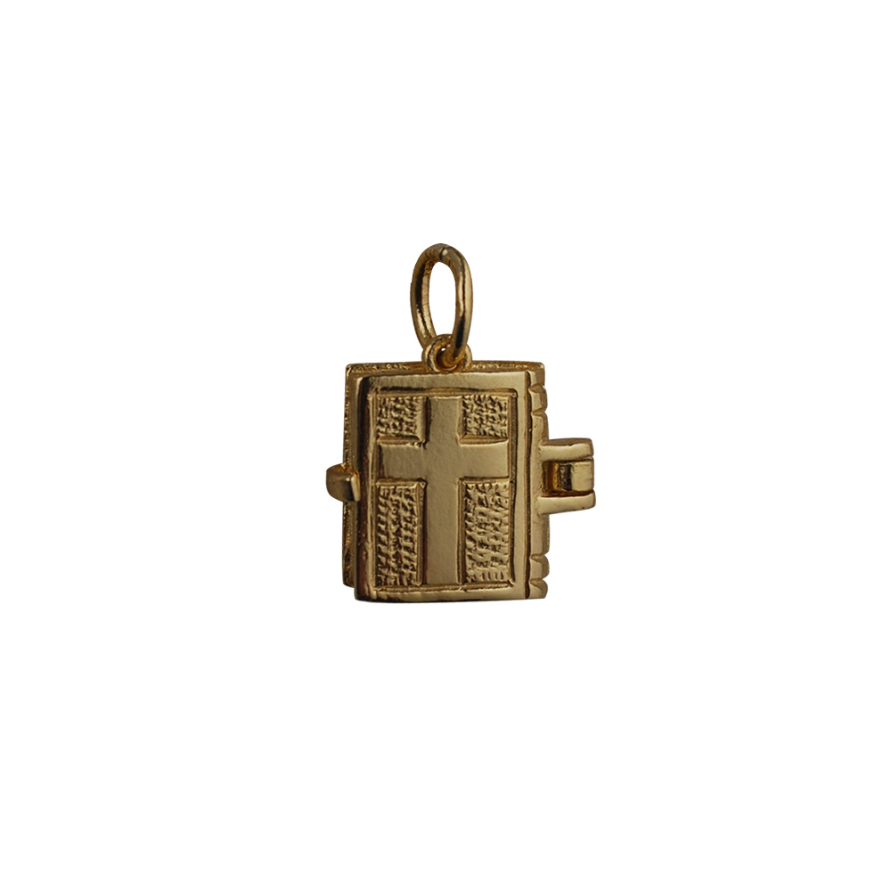 9ct Gold 12x11mm moveable Holy Bible with the Hail Mary inside Pendant or Charm - Image 3