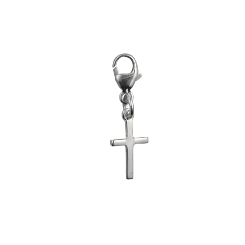 Silver 11x7mm Cross symbol of faith Charm on a lobster clasp