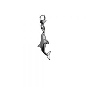 Silver 22x7mm swimming Dolphin Charm on a lobster trigger