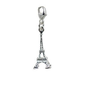 Silver 31x9mm Eiffel Tower Charm on a lobster trigger