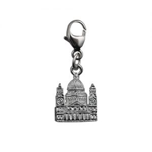 Silver 11x10mm solid St. Paul's Cathedral Charm on a lobster trigger