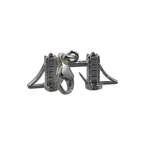 Silver 9x20mm Tower Bridge Charm with a lobster catch - Image 2