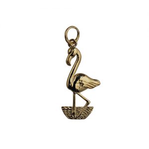 9ct Gold 24x13mm Flamingo Pendant or Charm