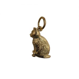 9ct Gold 5x15mm hollow sitting Cat Pendant or Charm