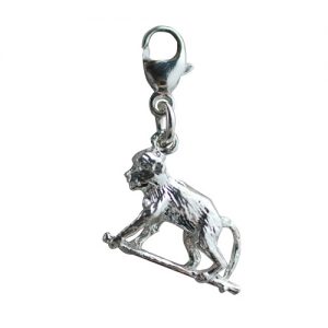Silver 23x14mm Monkey on all fours Charm on a lobster trigger