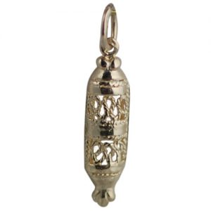 9ct Gold 23x6mm Mezuzah Hebrew Prayer Scroll Pendant or Charm