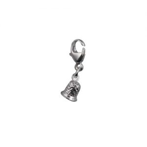 Silver 6x6mm seamstress's Thimble Charm on a lobster trigger