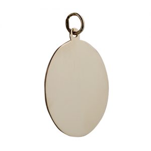 9ct Gold 26x21mm plain oval Disc Pendant
