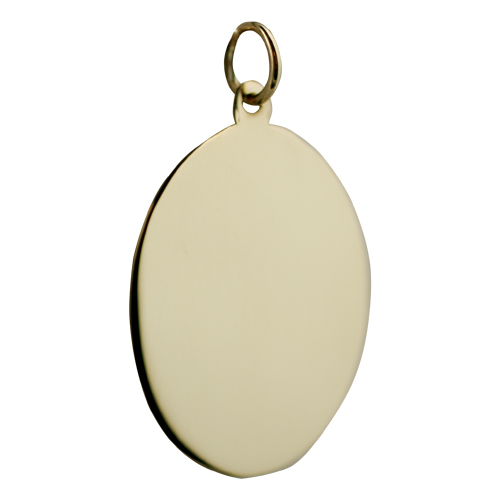 18ct Gold 26x21mm plain oval Disc Pendant