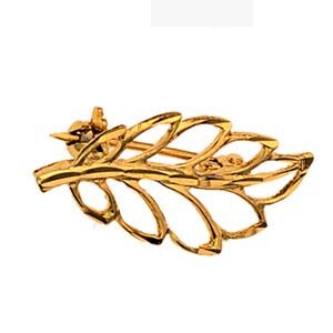 9ct Gold 30x14mm plain Leaf Brooch