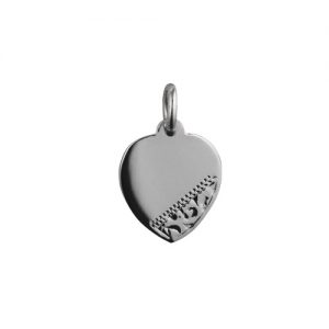 Silver 16x14mm hand engraved heart Disc Pendant