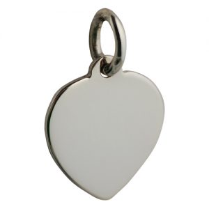 9ct White Gold 16x14mm plain heart Disc Pendant