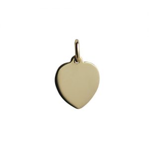 18ct Gold 16x14mm plain heart Disc Pendant