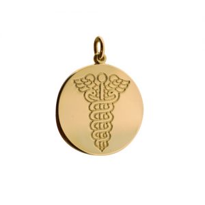 9ct Gold 19mm round medical alarm Disc Pendant