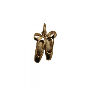 9ct Gold 23x12mm Ballet Shoes with Bow Pendant or Charm