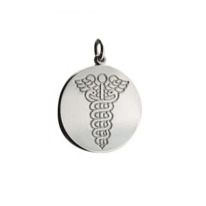 Silver 19mm round medical alarm Disc Pendant