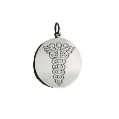 Silver 19mm round medical alarm Disc Pendant