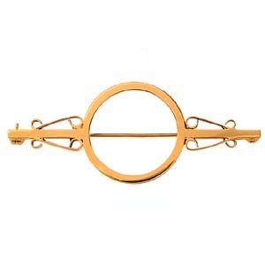 9ct Gold 23x57mm Full Sovereign coin mount Bar Brooch with scrolls