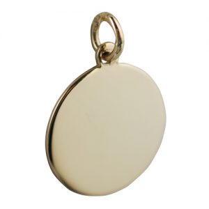 18ct Gold 20mm round plain Disc Pendant