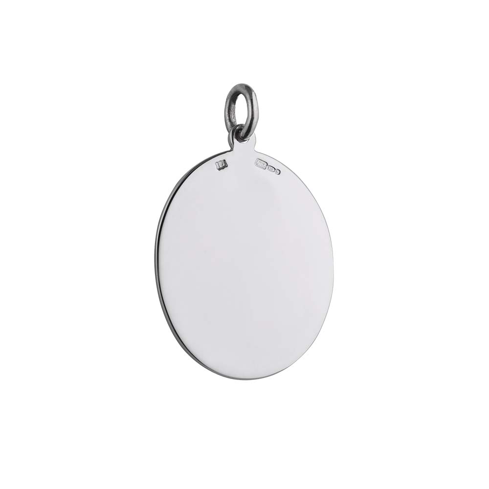 Silver 25x20mm oval medical alarm Disc Pendant with vitreous red enamel - Image 2