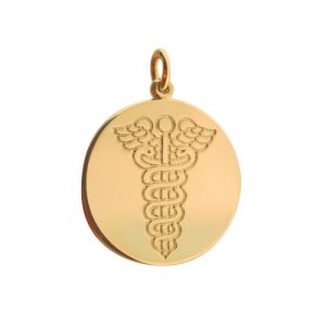 9ct Gold 25mm round medical alarm Disc Pendant