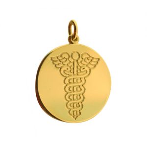 18ct Gold 25mm round medical alarm Disc Pendant