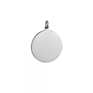 Silver 26mm round plain Disc Pendant