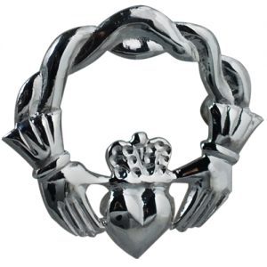 Silver 28x30mm twisted knot cord top Claddagh Brooch
