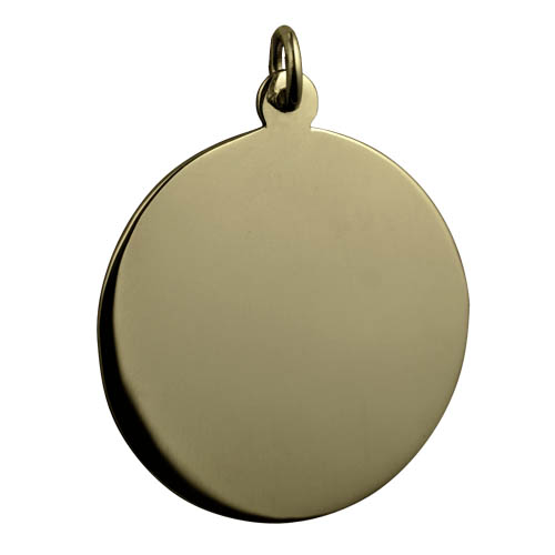 9ct Gold 30mm round plain round Disc Pendant