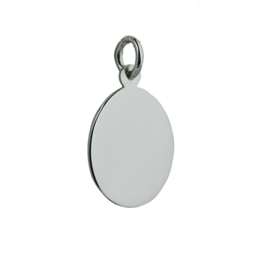 Silver 20x15mm oval plain Disc Pendant
