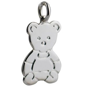 Silver 21x19mm flat Teddy Bear Pendant