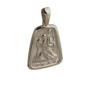 9ct Gold 31x25mm tapered rectangle St Christopher Pendant on a bail loop
