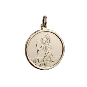 1/20th 14ct Gold on Silver 25mm round St Christopher Pendant
