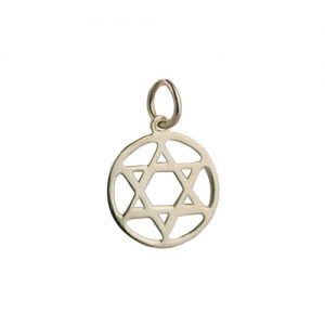 9ct Gold 14mm plain round Star of David in a circle Pendant