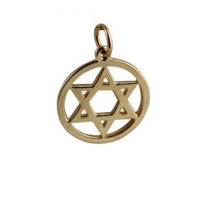 9ct Gold 17mm plain Star of David in a circle Pendant