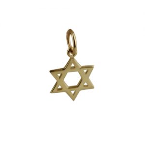 9ct Gold 12mm plain Star of David Pendant or Charm