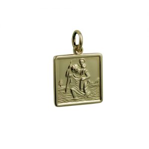1/20th 14ct Gold on Silver 17mm square St Christopher Pendant