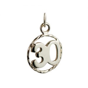 9ct Gold 17mm number 30 in twisted wire circle Pendant or Charm