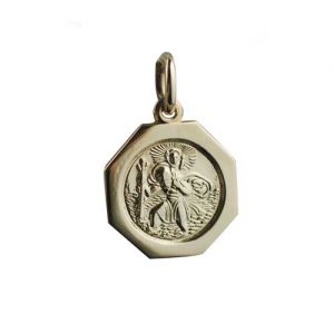 Gold Octagonal St Christopher Pendants