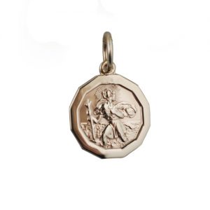 9ct Gold 13x13mm dodecagonal St Christopher Pendant