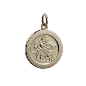 1/20th 14ct Gold on Silver 21mm round St Christopher Pendant