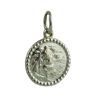 9ct White Gold 13mm round St Christopher Pendant Only Suitable for Children