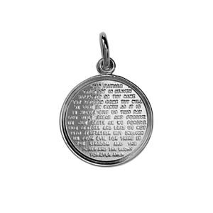 Silver 16mm round The Lords Prayer Disc Pendant