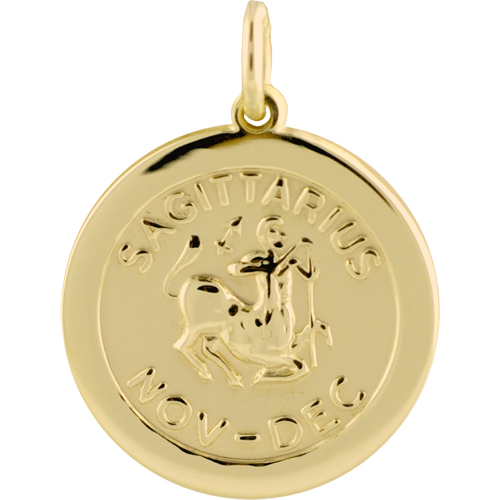 9ct Gold 22mm round Sagittarius Zodiac Disc Pendant