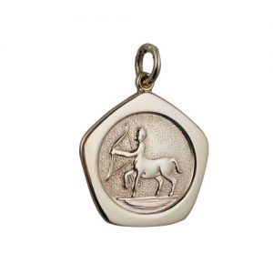 9ct Gold 21mm five sided pentagon Sagittarius Zodiac Pendant