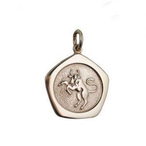9ct Gold 21mm five sided pentagon Taurus Zodiac Pendant